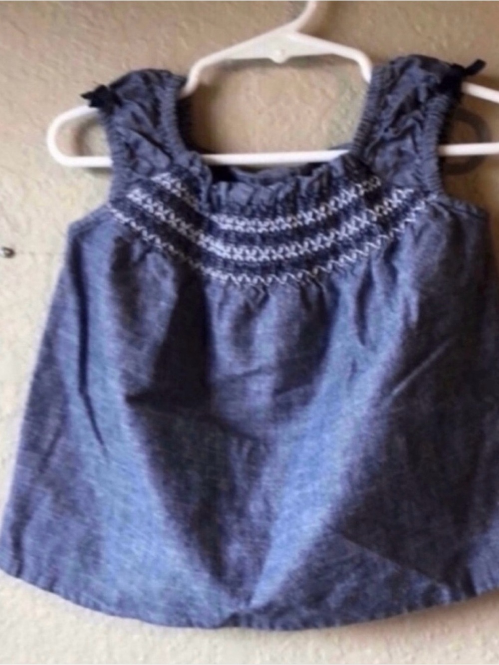 Gymboree Shirt Sleeveless Embroidered Denim Blue Jean Casual Kids Top Girls 2T